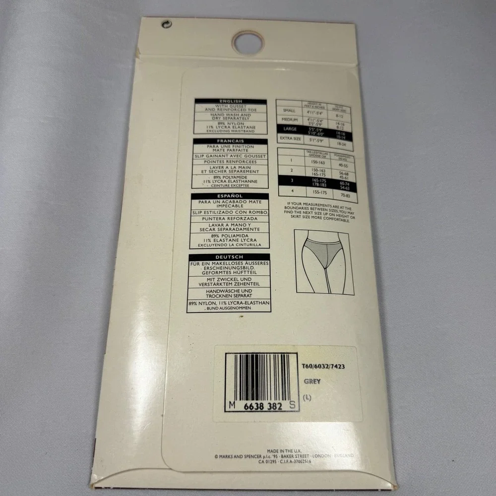 Marks & Spencer St Michael Smooth Matt Tights Women 3 Large Grey Lycra Vintage